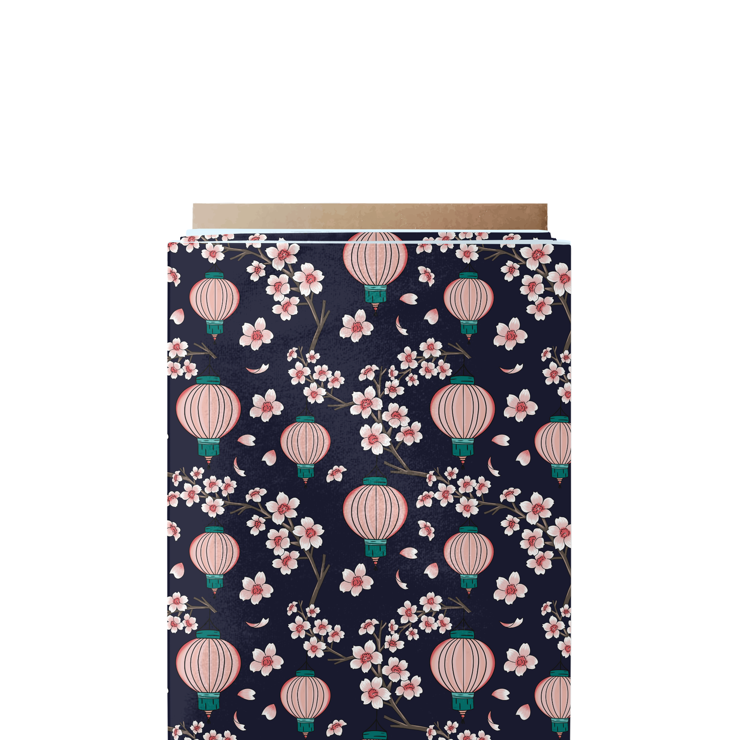 Sakura Lanterns Fabric Navy