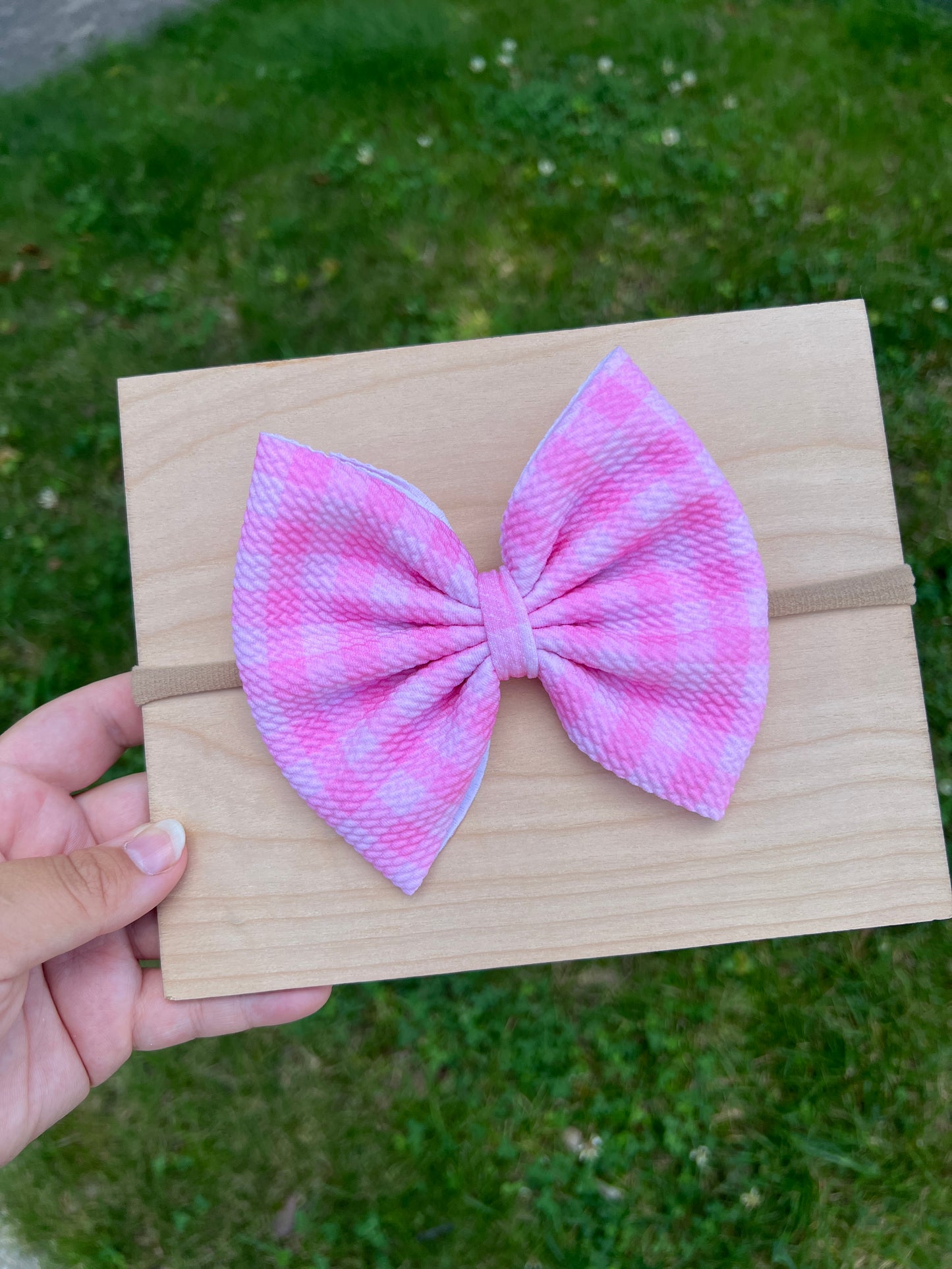 Pink Gingham Classic Bow
