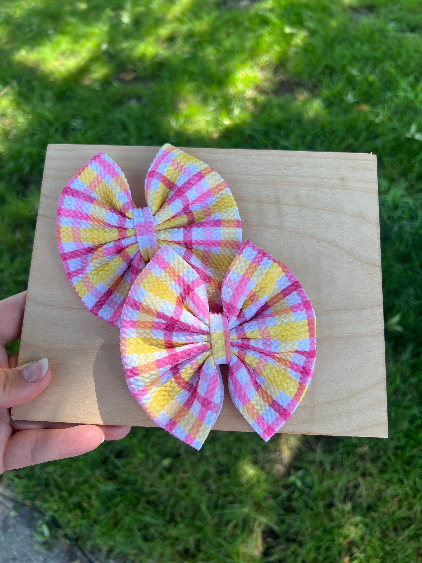 Pink/Yellow Large Gingham Piggie Set