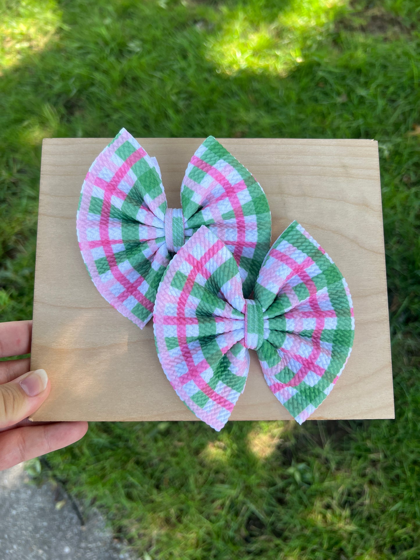 Pink/Green Large Gingham Piggie Set