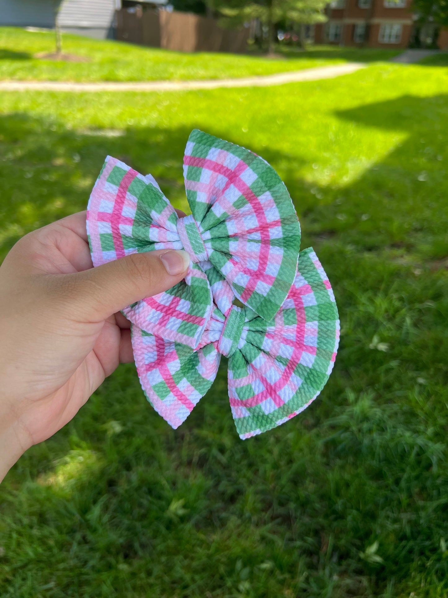 Pink/Green Large Gingham Piggie Set