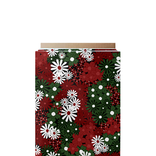 Garden of Red & Green Flowers Fabric