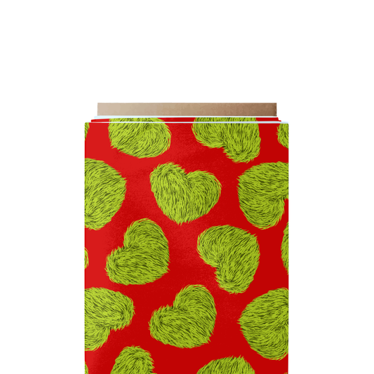 Fuzzy green Hearts Fabric