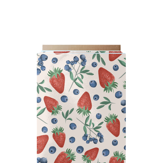Cream Blueberry and Strawberry Fabric