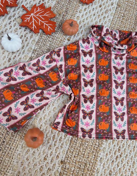 Butterfly Pumpkins Mock Neck Top