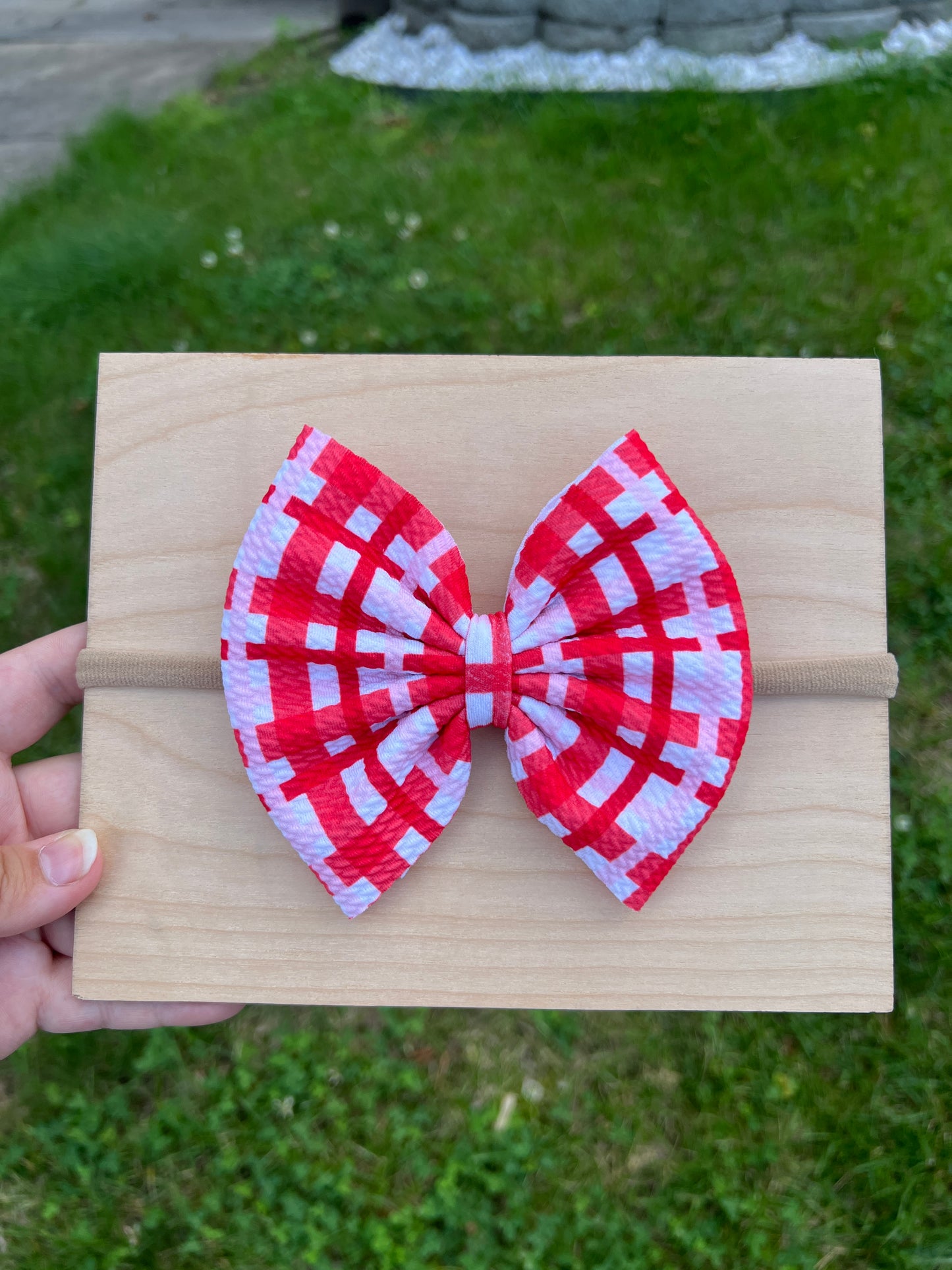 Red Gingham Classic Bow