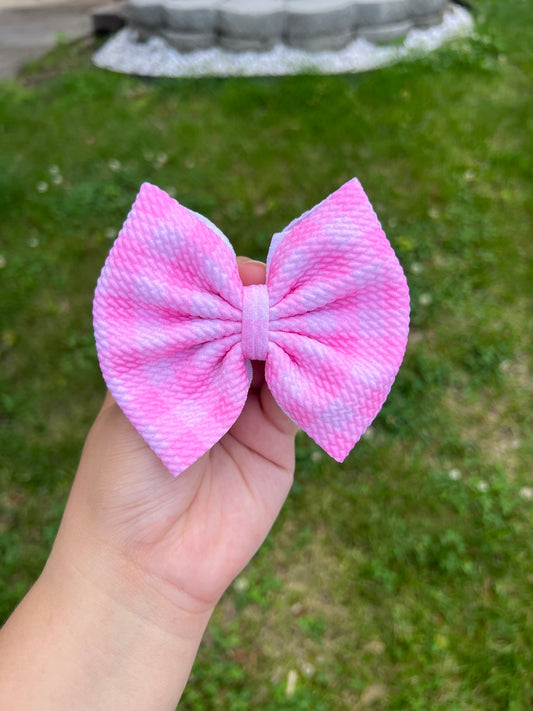 Pink Gingham bow Small