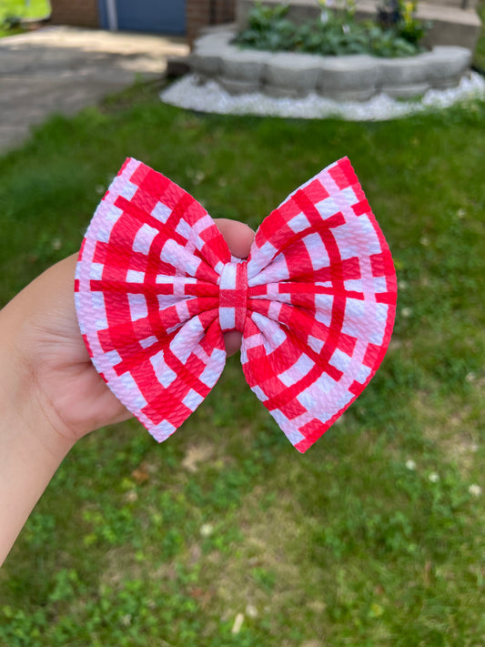 Red Gingham Classic Bow