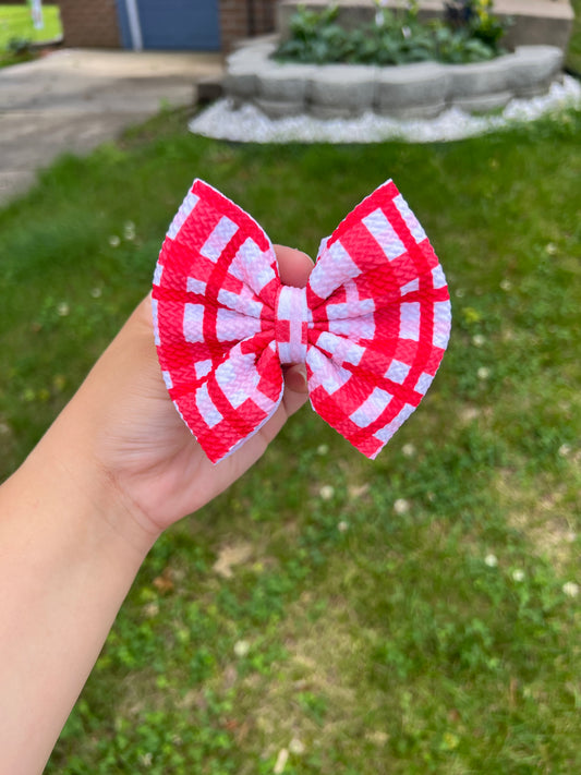 Red Gingham bow Small