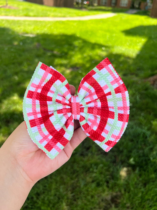 Red/Pink/Green Gingham Classic Bow
