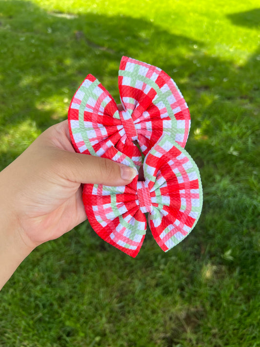 Red/Pink/Green Gingham Pinwheel Piggie Set