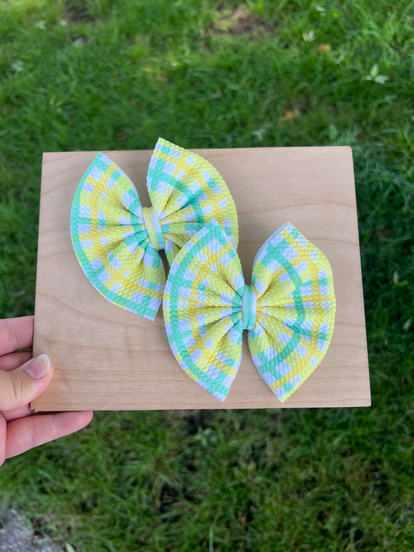 Yellow/Green Large Gingham Piggie Set