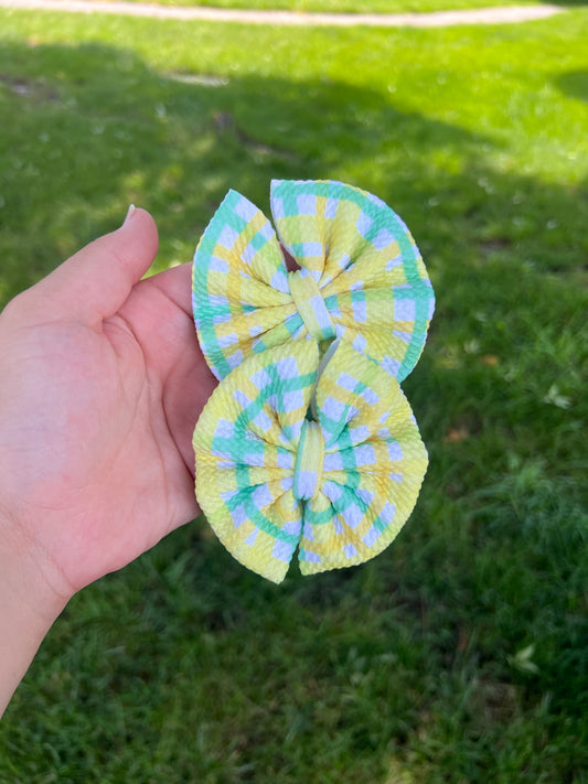 Yellow/Green Gingham Pinwheel Piggie Set