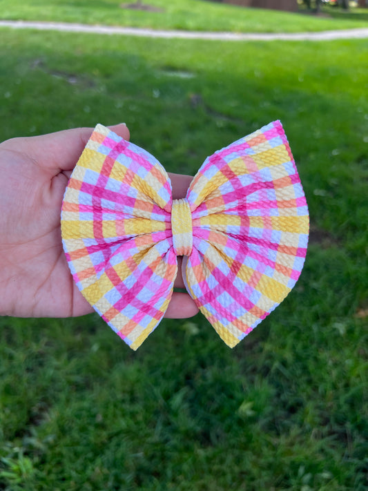 Pink/Yellow Gingham Classic Bow