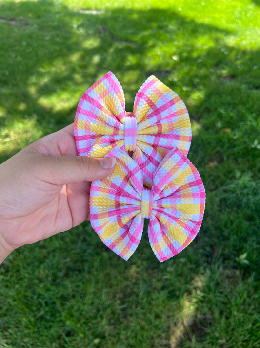 Pink/Yellow Gingham Pinwheel Piggie Set