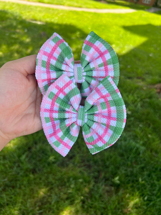 Pink/Green Large Gingham Piggie Set