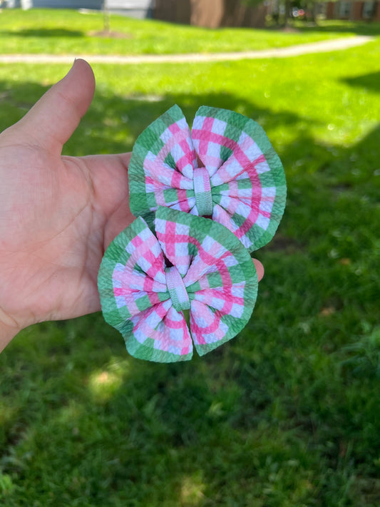 Pink/Green Gingham Pinwheel Piggie Set